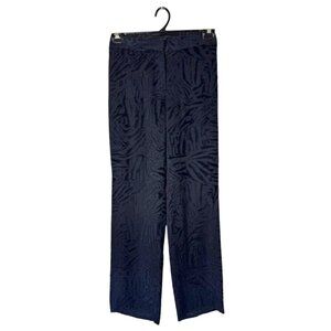 Monique Lhuillier Pants Women 8 Black Silk Blend Abstract Flowy Wide Leg Luxury